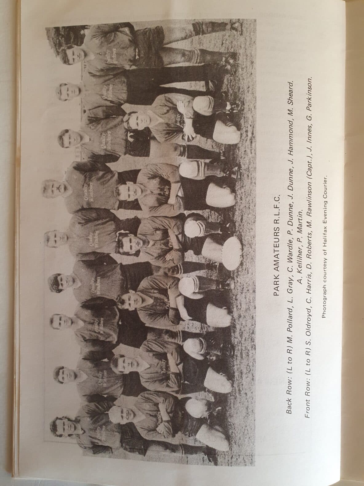 Park Amateurs team 1990 cup final programme