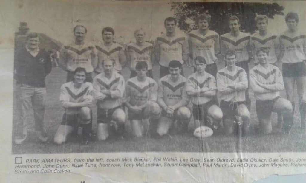 Park Amateurs team photo with Mick Blacker as coach