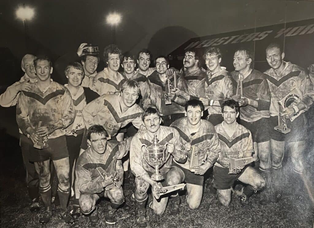 Park Amateurs with Championship trophy at Thrum Hall Mick Blacker playing