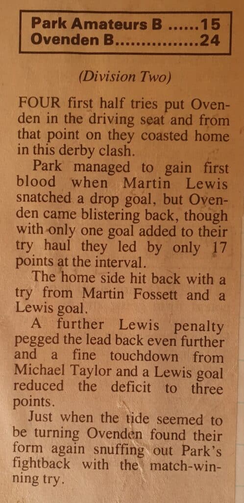 Park B v Ovenden B report