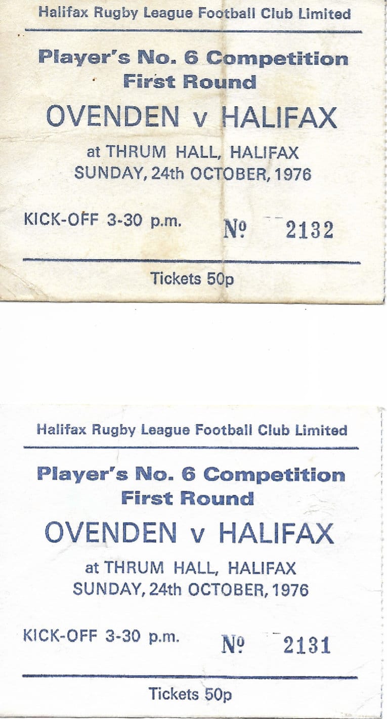 Players No 6 1976 Ovenden Halifax tickets