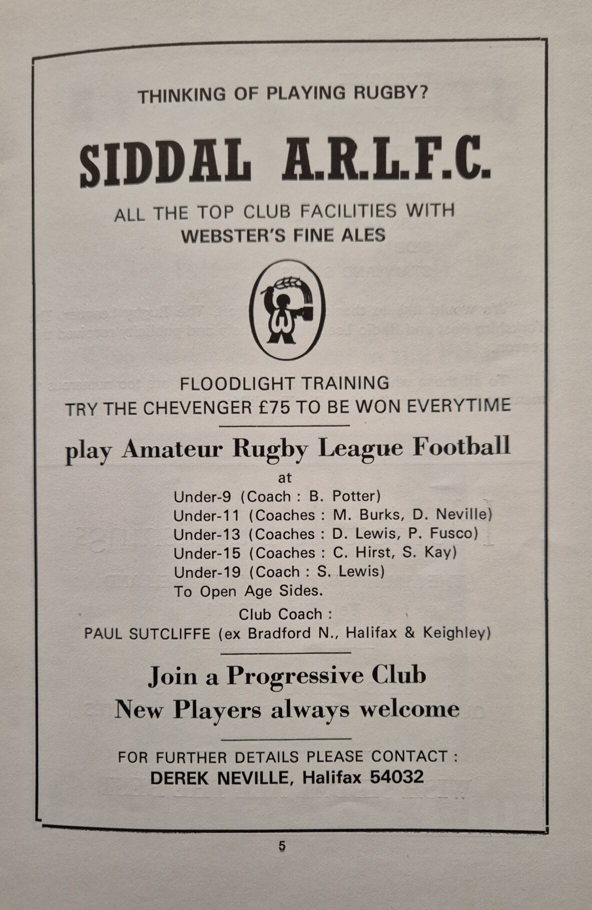 Siddal advert