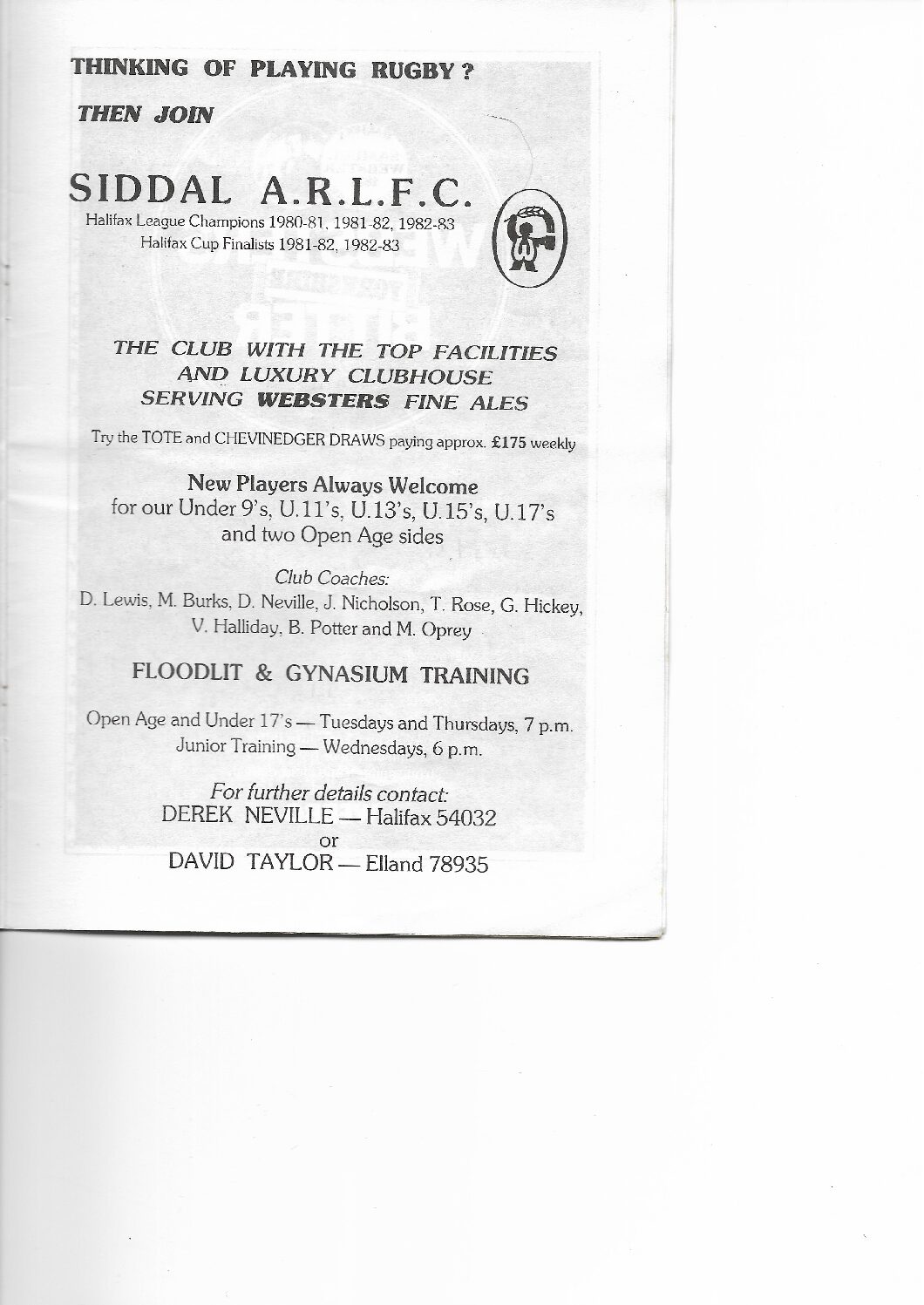 Siddal advert 1983