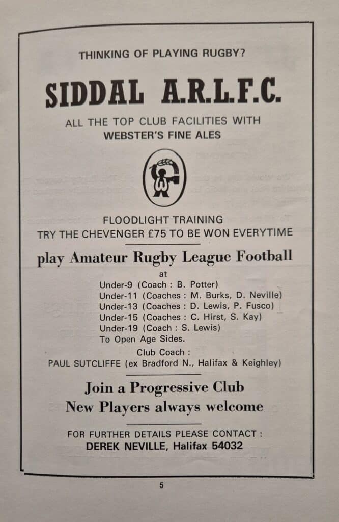 Siddal advert