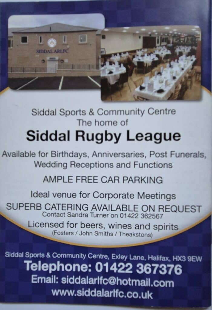 Siddal clubhouse advert
