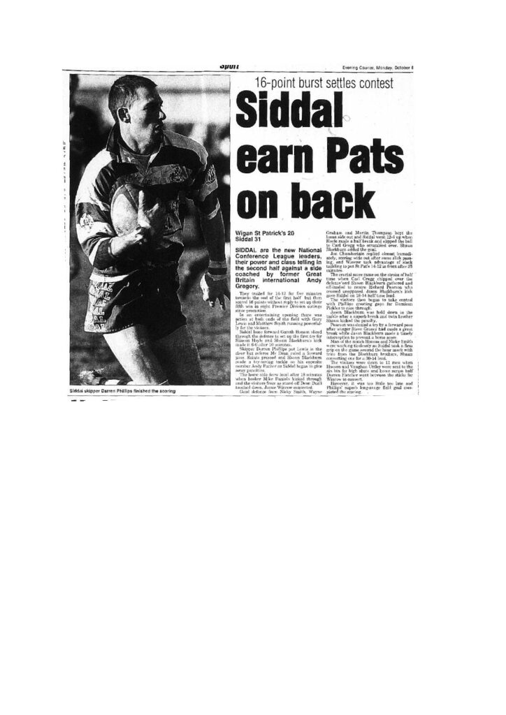 Siddal v  Oct 2001 Courier report
