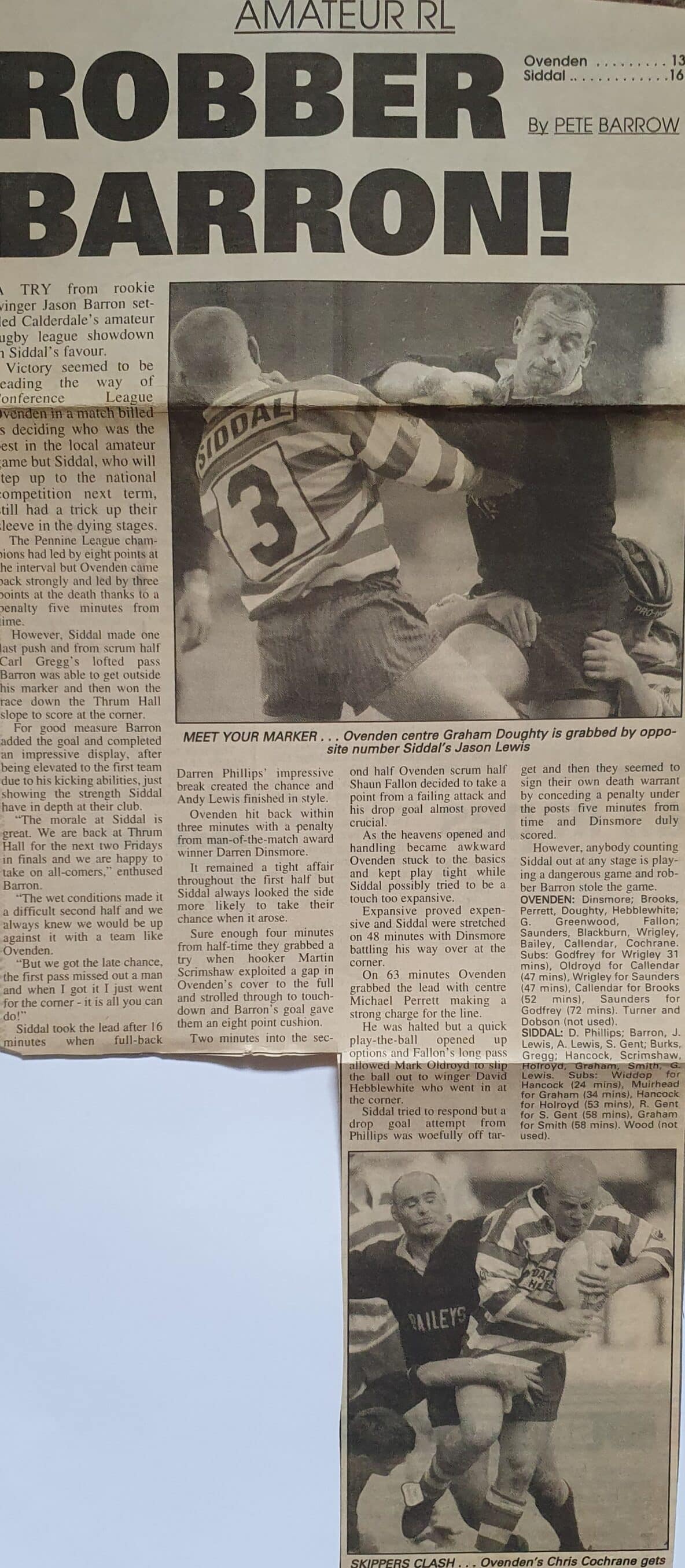 Siddal v Ovenden Halifax Championship Courier report