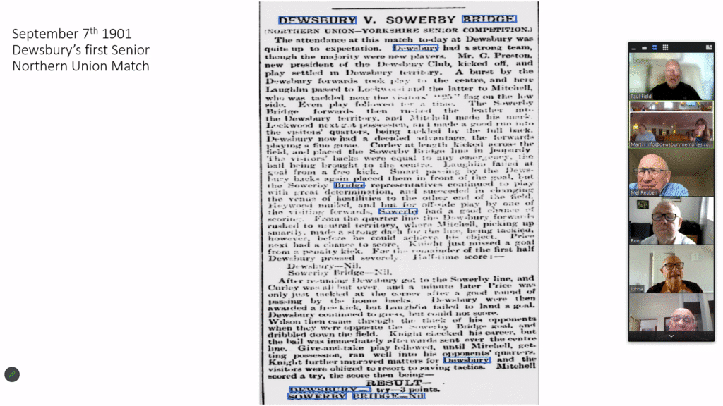 Sowerby Bridge Dewsbury first game report