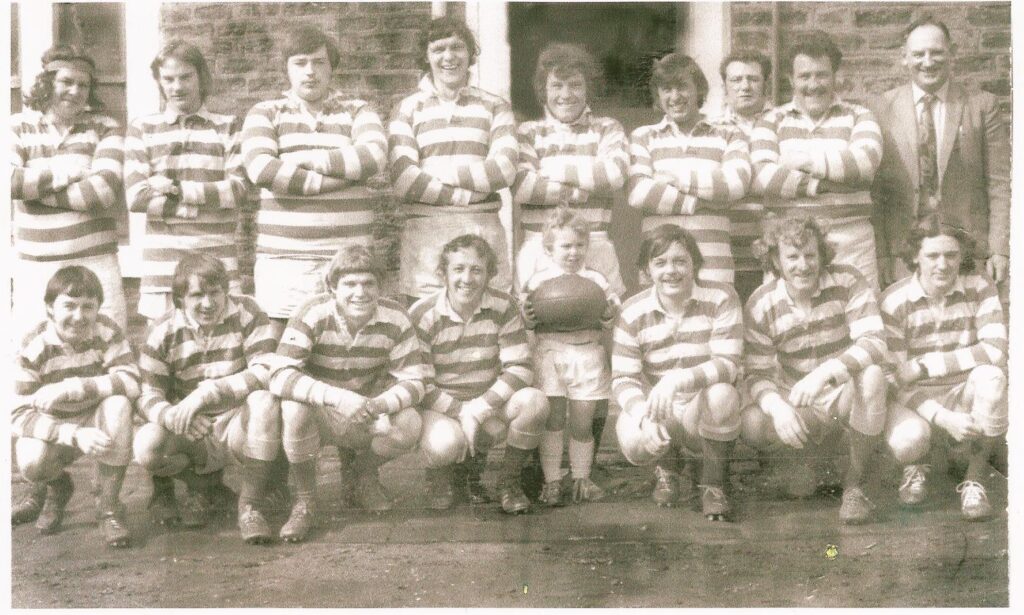 St Marys team photo in fron of Millers pub early 1970's