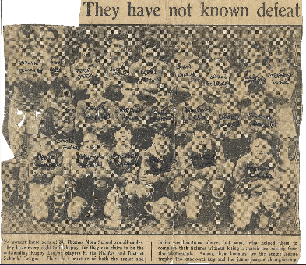 St Thomas More Courier report 1959 team photo