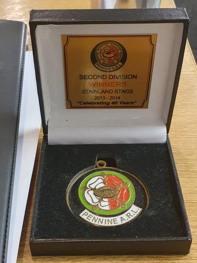 Stainland Stags Pennine Div 2 Winners medal 2013-2014