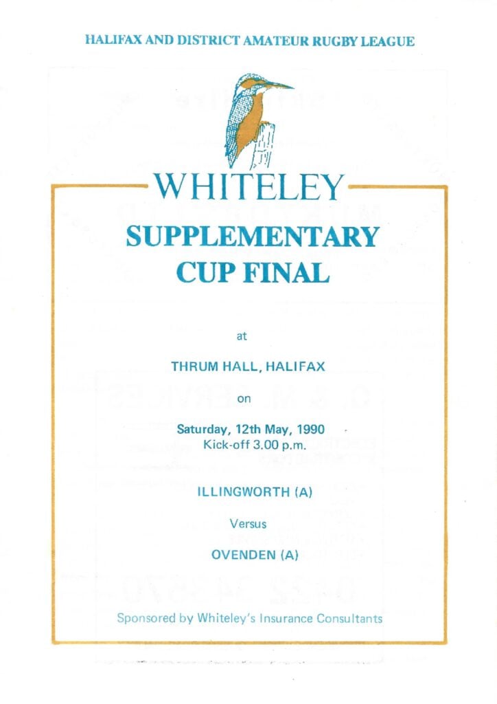 Supplementary Cup Final 1990 Illingworth A Ovenden A prog teams