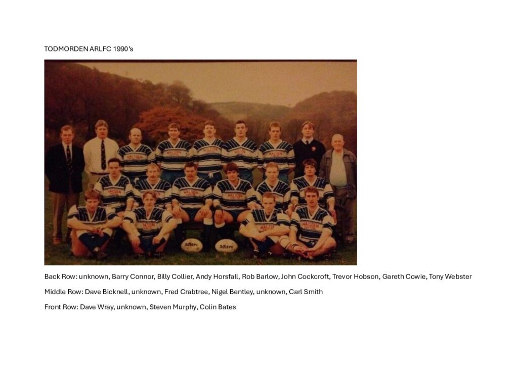 TODMORDEN ARLFC team photo with names  1990