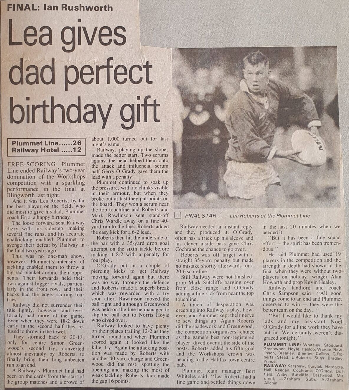 Workshops 1989-90 season final report Plummet Line v Railway