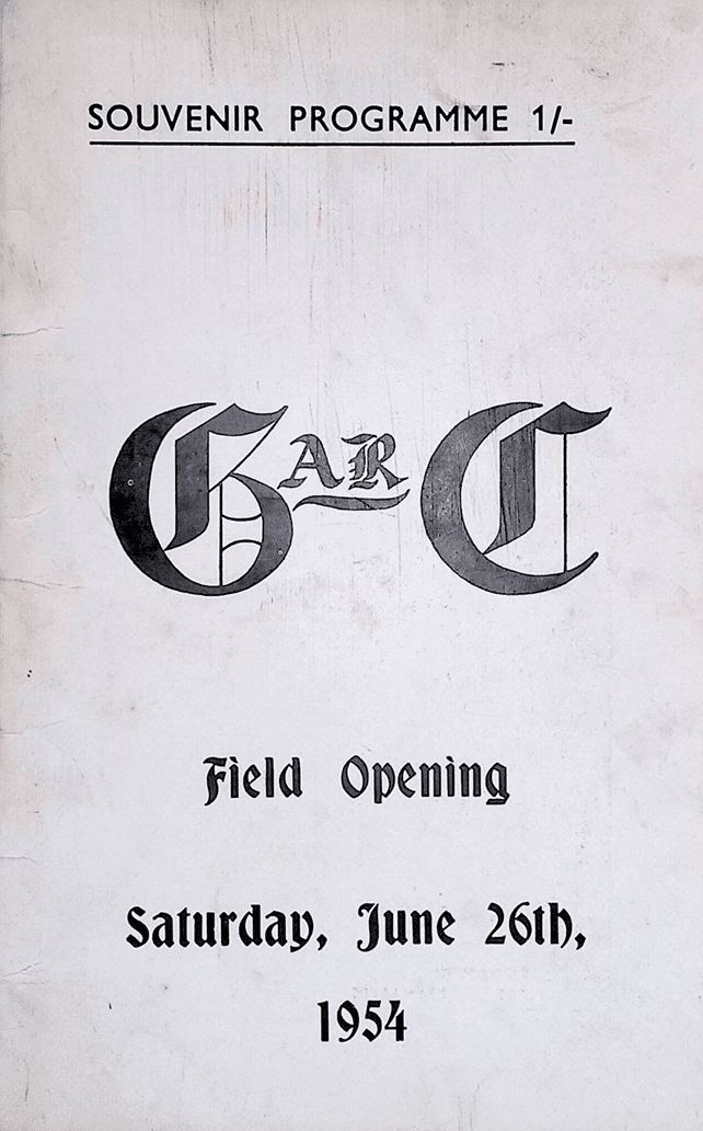 black and white scan of Greetland All Rounders Club souvenir programme from June 1954