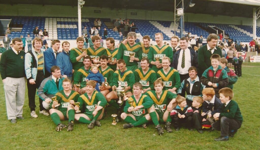 park Amateurs Halifax Championship winners with trophy Eric Roberts coach